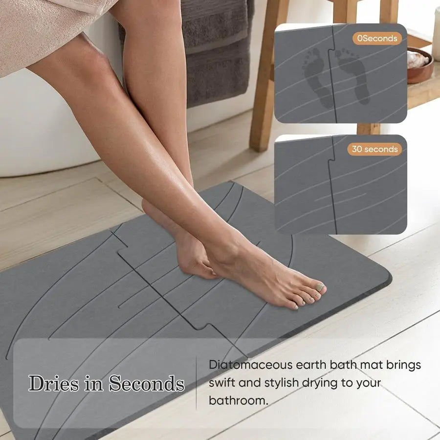 Diatomaceous Earth Bath Mat Non Slip Quick Dry Bathroom Floor