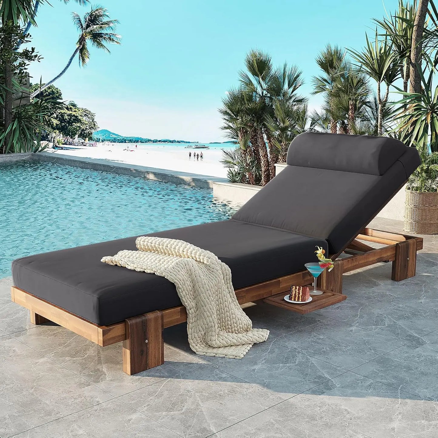 5-Position Adjustable Outdoor Chaise Lounge Set with Steel Frame