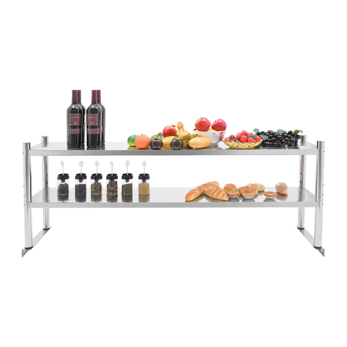 Stainless Steel Shelving Unit Two Tier Adjustable Heavy Duty Rack