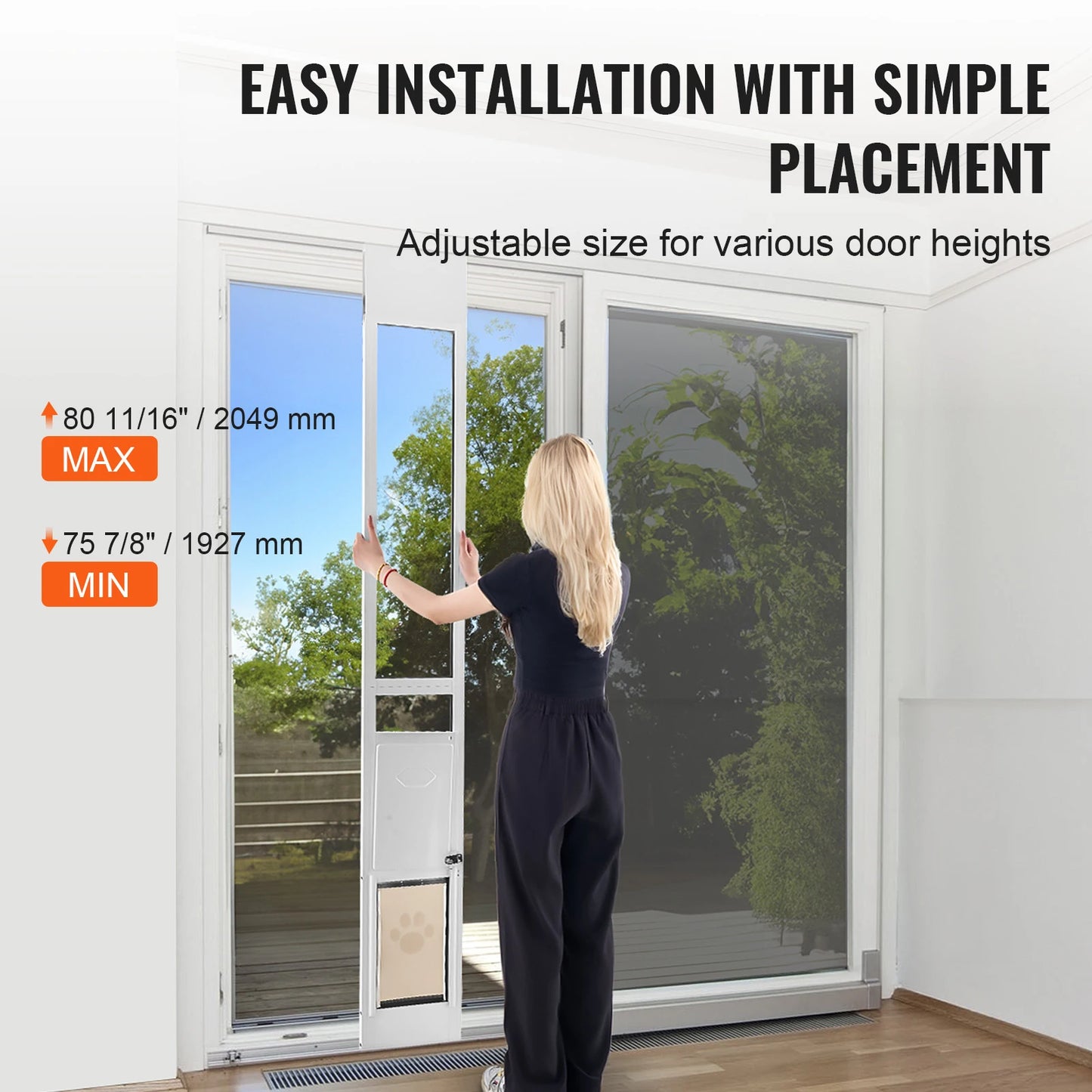 SucceBuy Dog Door Sliding Glass Door Adjustable Height Tempered Glass