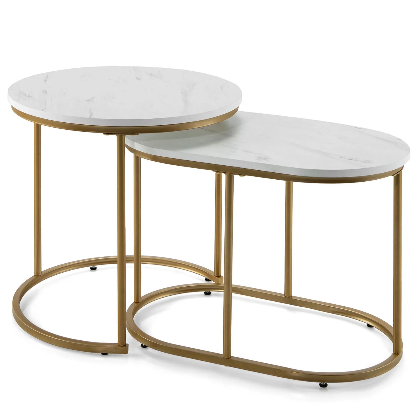 HOMASIS Nesting Coffee Tables Marble Set of 2 Living Room