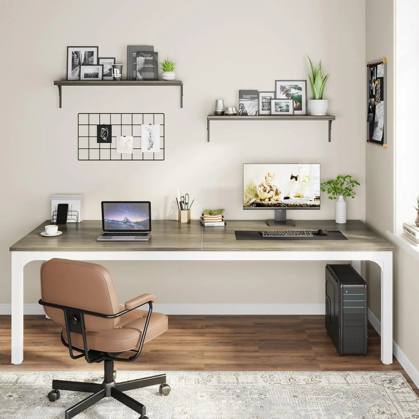 LITTLE TREE Extra Long Computer Desk For Home Office