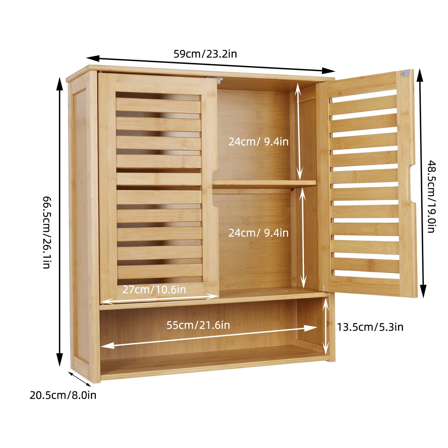 Wisfor Wall Mounted Bamboo Bathroom Cabinet Storage Organizer
