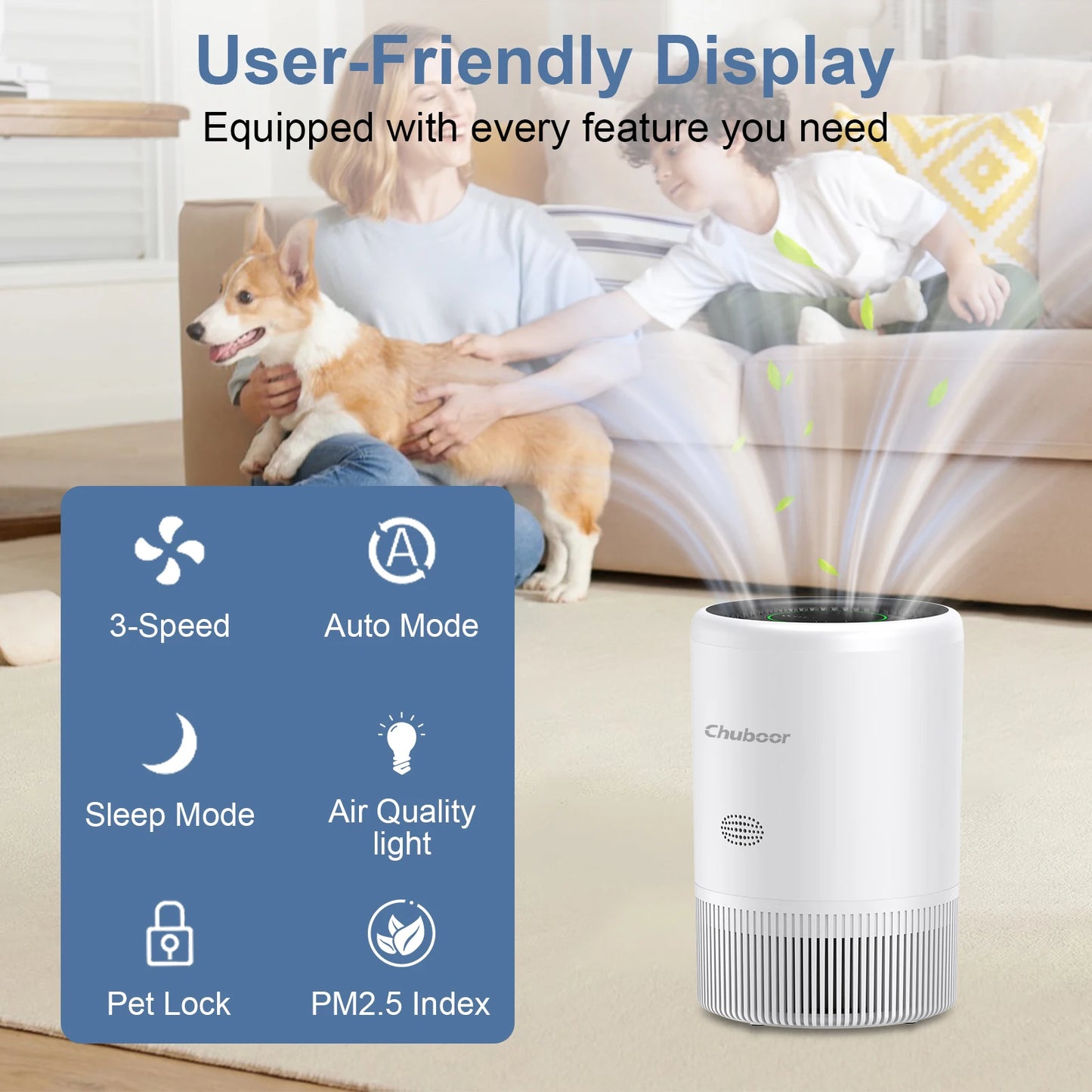 Chuboor Smart Air Purifier HEPA With App Alexa Control