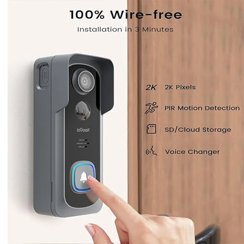 IeGeek 2K Doorbell Camera Wireless Video Doorbell With AI Motion Detection