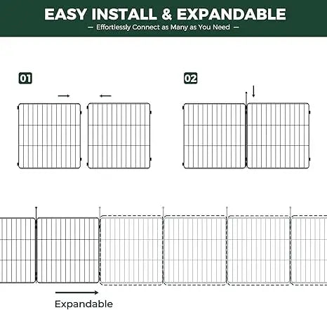 MiniPaws Unleashed Dog Playpen for Yard & RV Camping, Expandable 24-inch 32 Panels for Puppies and Small Dogs, Portable