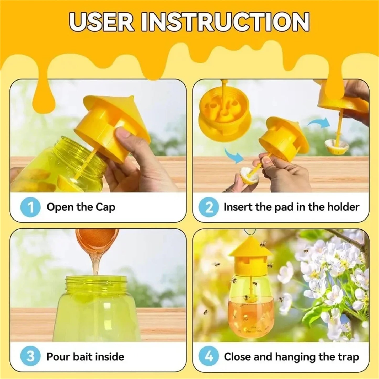 Wasp Traps Waterproof Hanging Hornet Trap Indoor Outdoor Reusable Garden