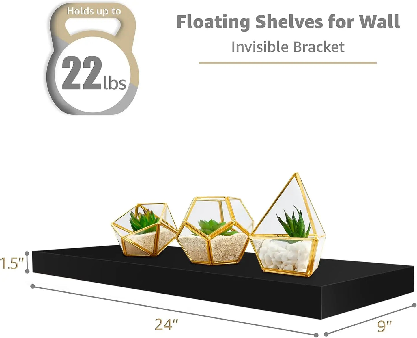 Floating Wall Shelves With Invisible Brackets Two Pack
