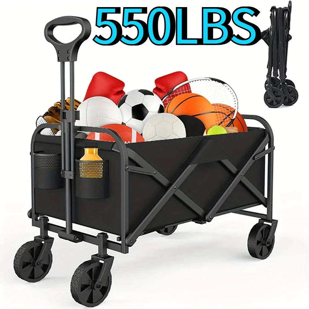 Collapsible Wagon Cart With All-Terrain Wheels For Heavy Duty Shopping
