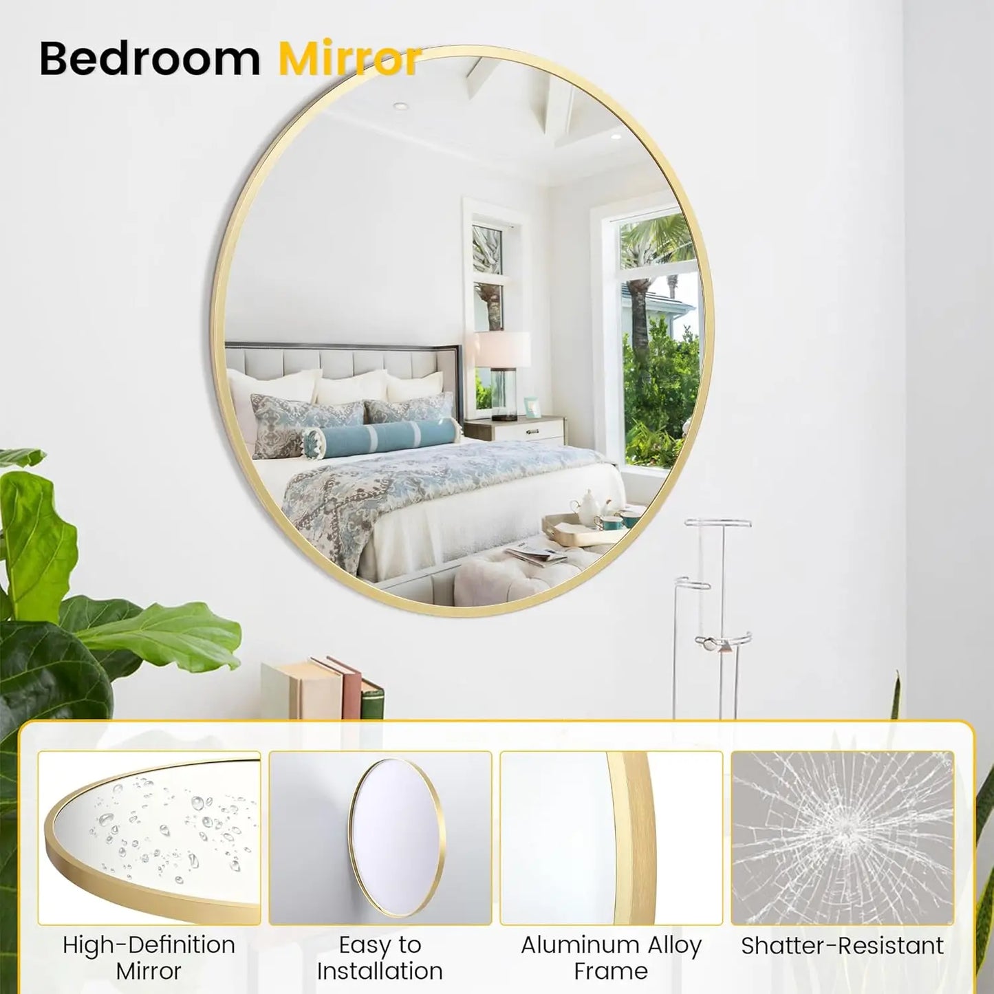 Round Mirror 18/20/24/30/32/36 Inch, Metal Frame Wall Mirror, Circle Mirror for Bathroom Living Room Entryway Hallway Foyer
