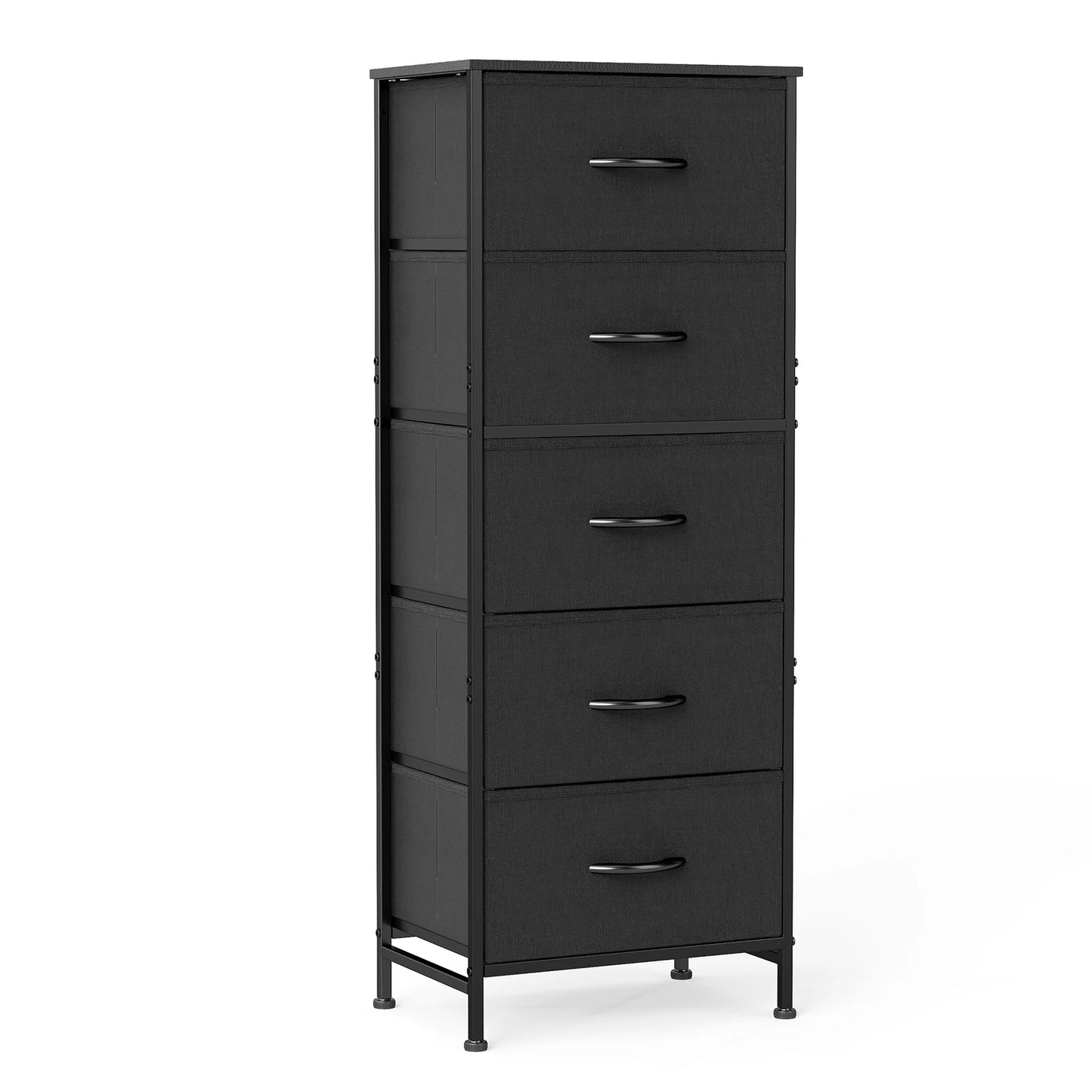 JHK Modern Dresser With Five Fabric Drawers And Nightstand