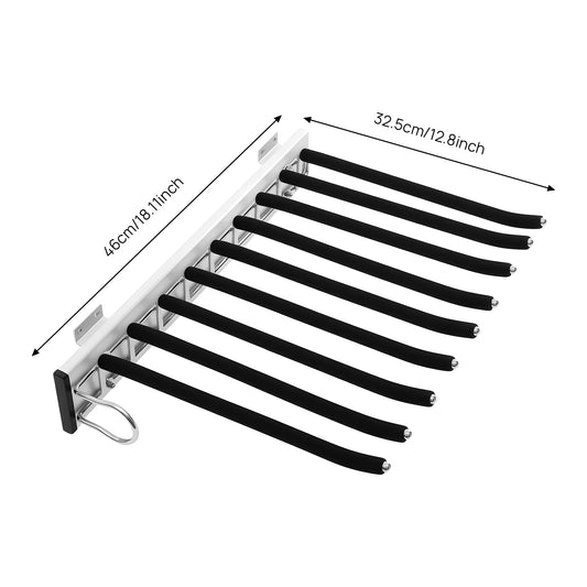 Bymaocar Pull Out Trousers Rack 9-Rod Retractable Wardrobe Organizer