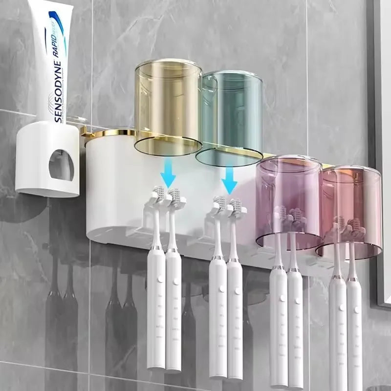 Wall Mounted 2 In 1 Toothbrush Holder And Mouthwash Cup