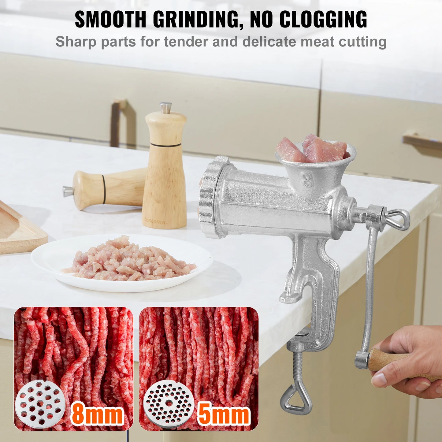 Succebuy Manual Meat Grinder Heavy Duty Cast Iron Mincer Clamp