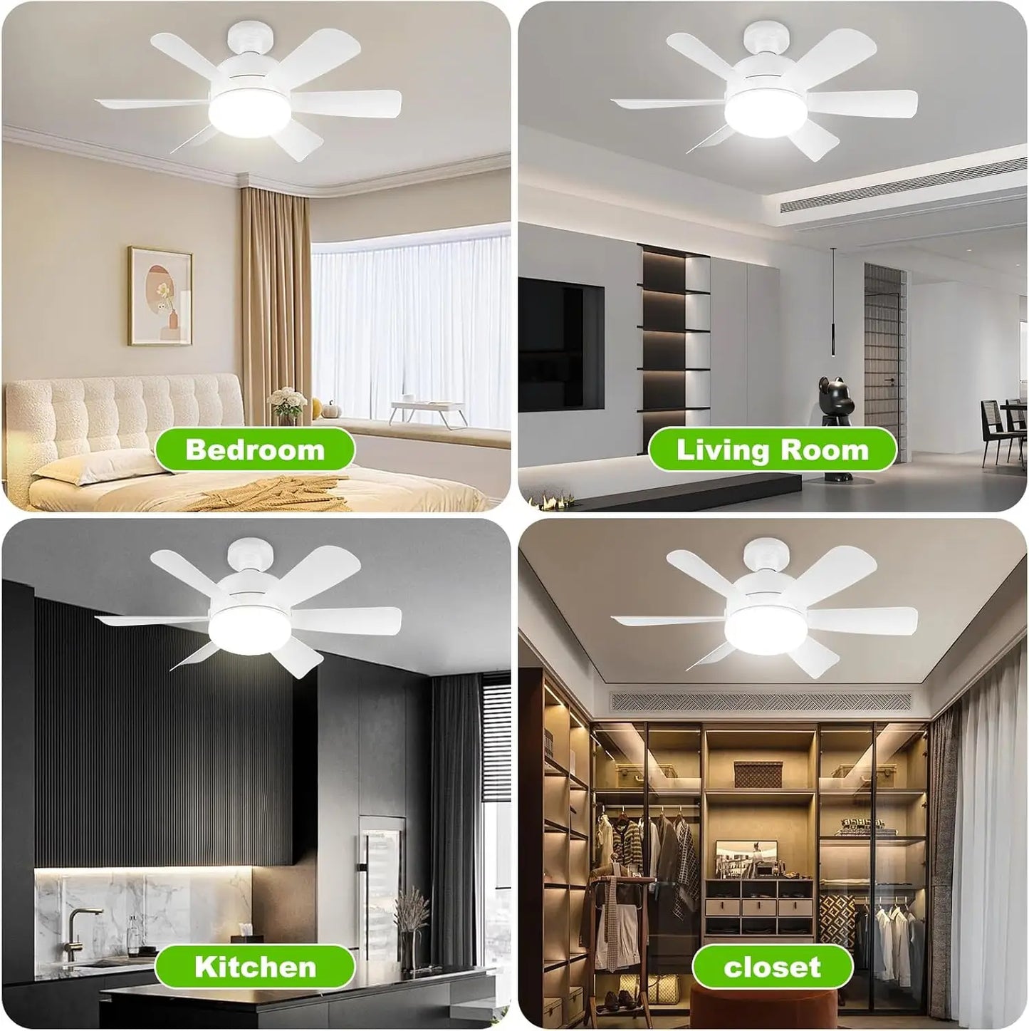 Mexllex LED Ceiling Fan Light E26 With Remote Dimmable