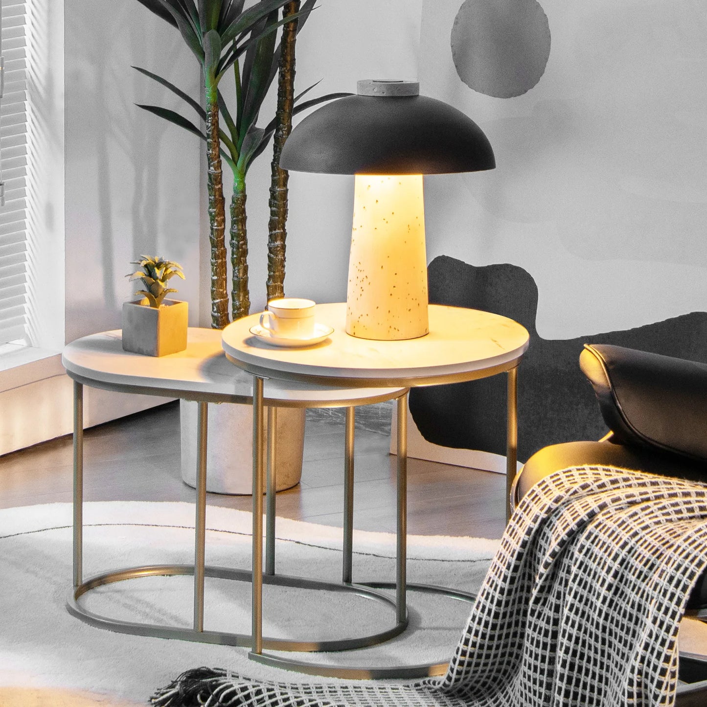 HOMASIS Nesting Coffee Tables Marble Set of 2 Living Room