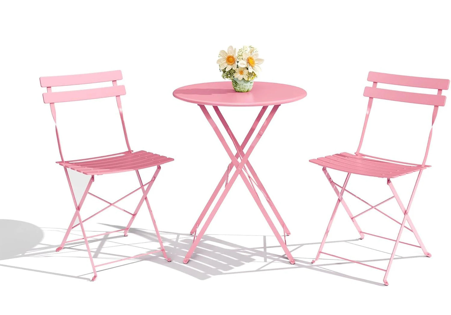 TWISTER.CK 3-Piece Patio Bistro Set With Folding Table And Chairs