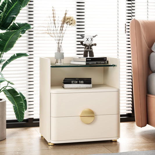Tribesigns Modern 2-Drawer Nightstand With Open Storage