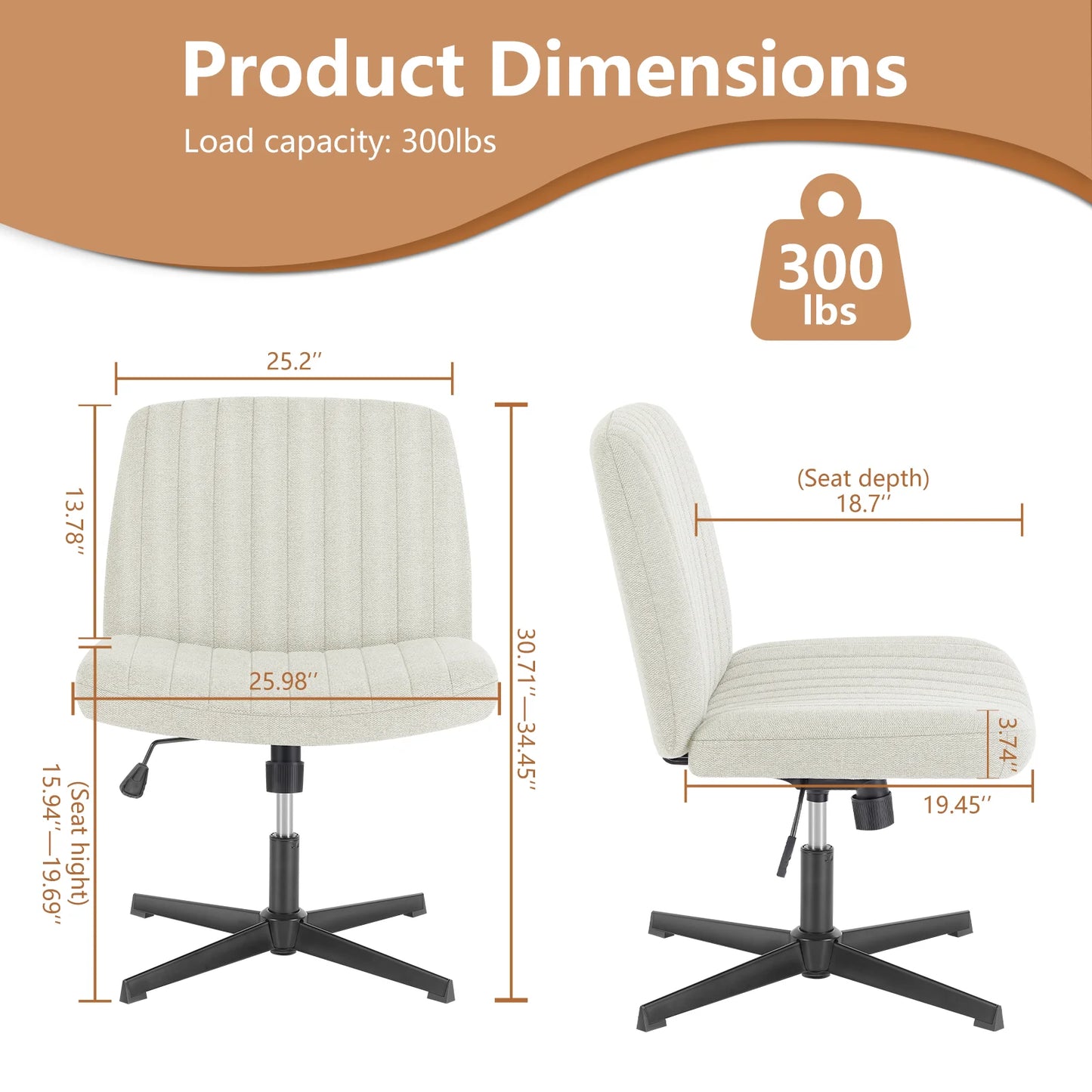 JHK Cross Legged Office Chair With Adjustable Height Swivel