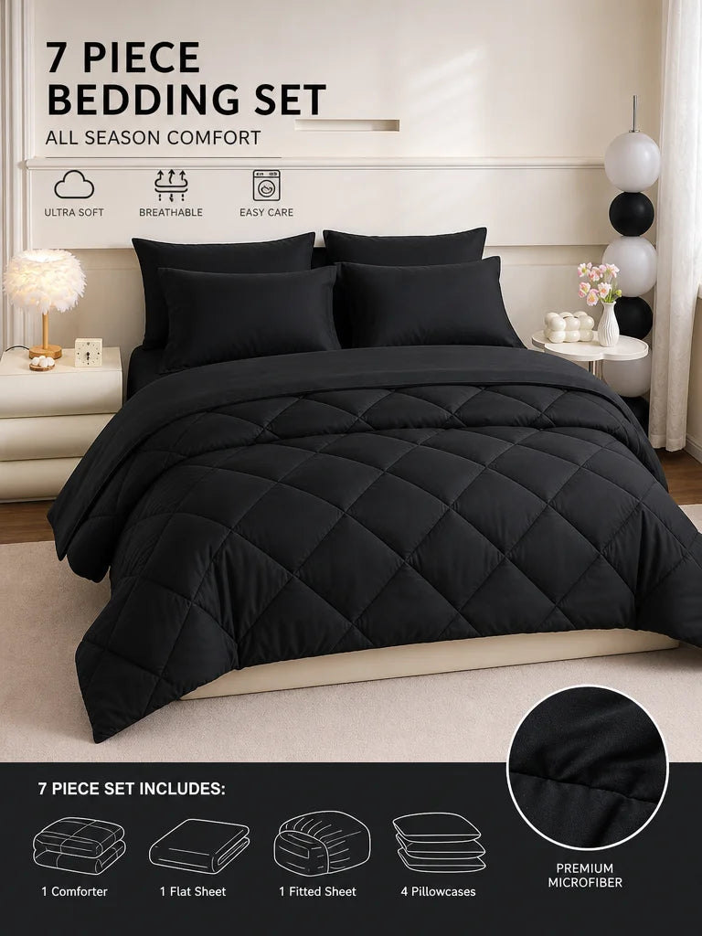 easYum Bedding Set Comforter Flat Sheet Fitted Sheet Pillowcases