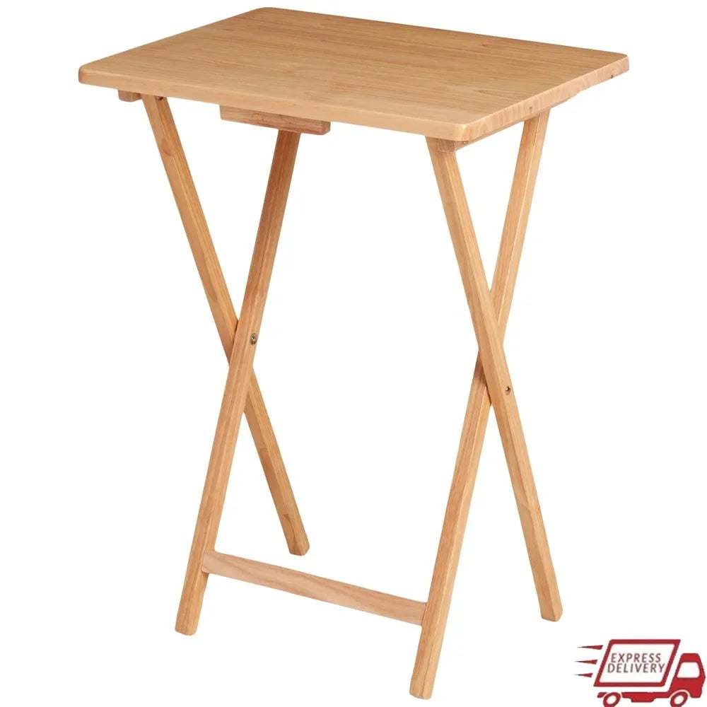 Indoor Folding TV Tray Table Portable Rubberwood No Assembly Required