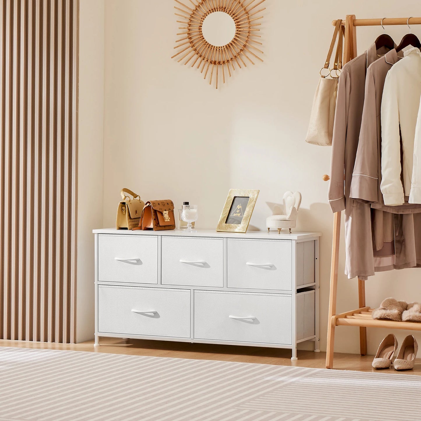 JHK Wardrobe For Bedroom With Fabric Drawers And Storage Cabinet