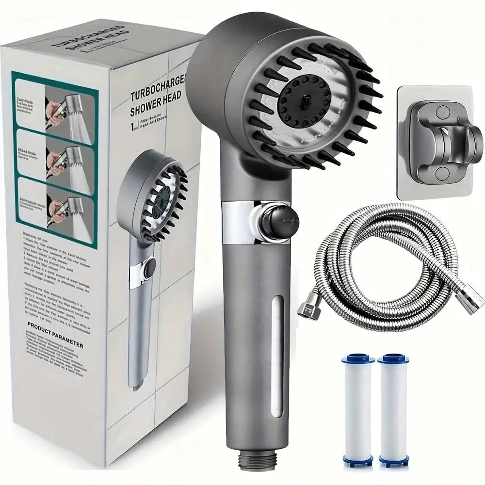 Pressurized Hand Shower Head With 3 Spray Modes And Filters