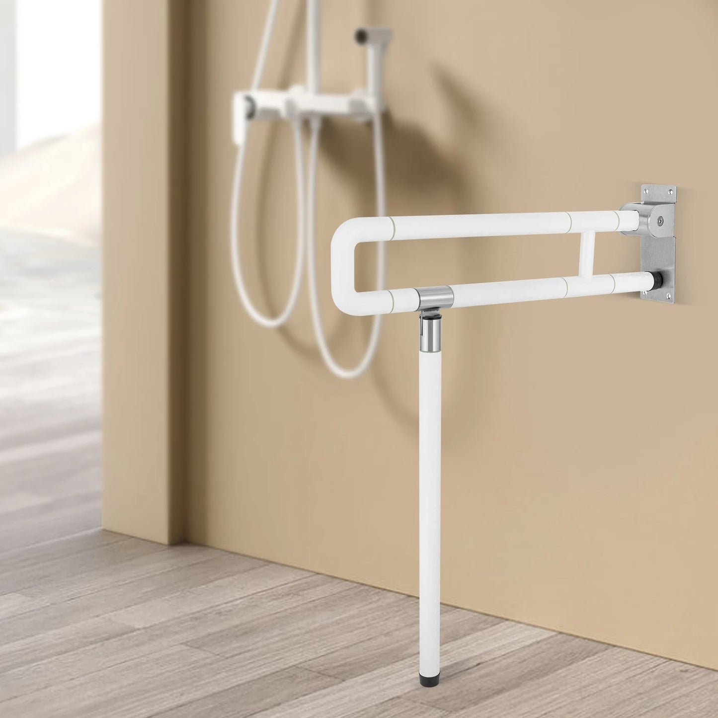 Metal Toilet Grab Bar Wall Mount Foldable Disabled Assist Handle