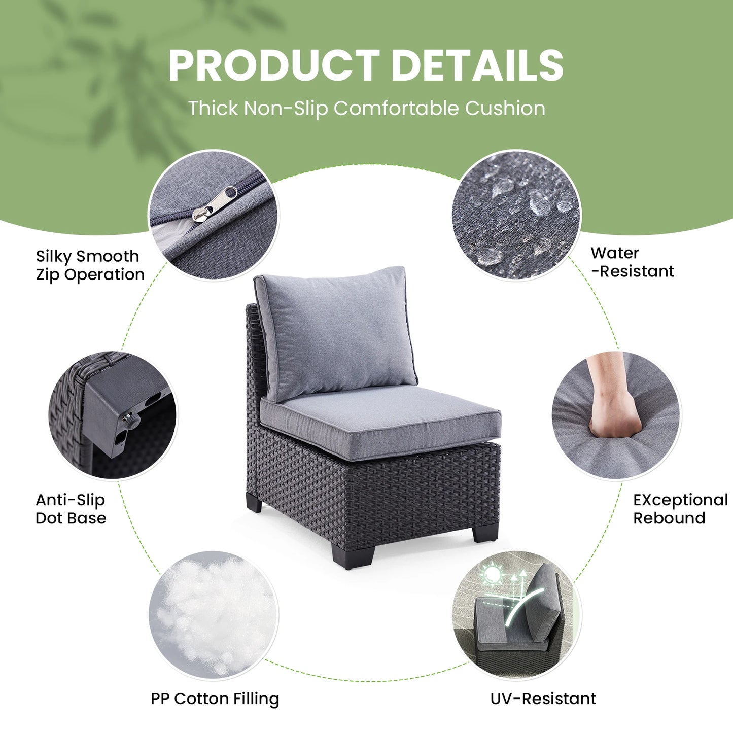 Farini Outdoor Patio Sectional Sofa Set With Ottoman