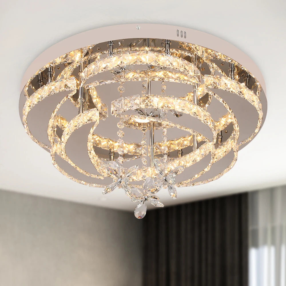 Vetrulus Crystal Chandelier Led Pendant Light Living Dining Room Dimmable