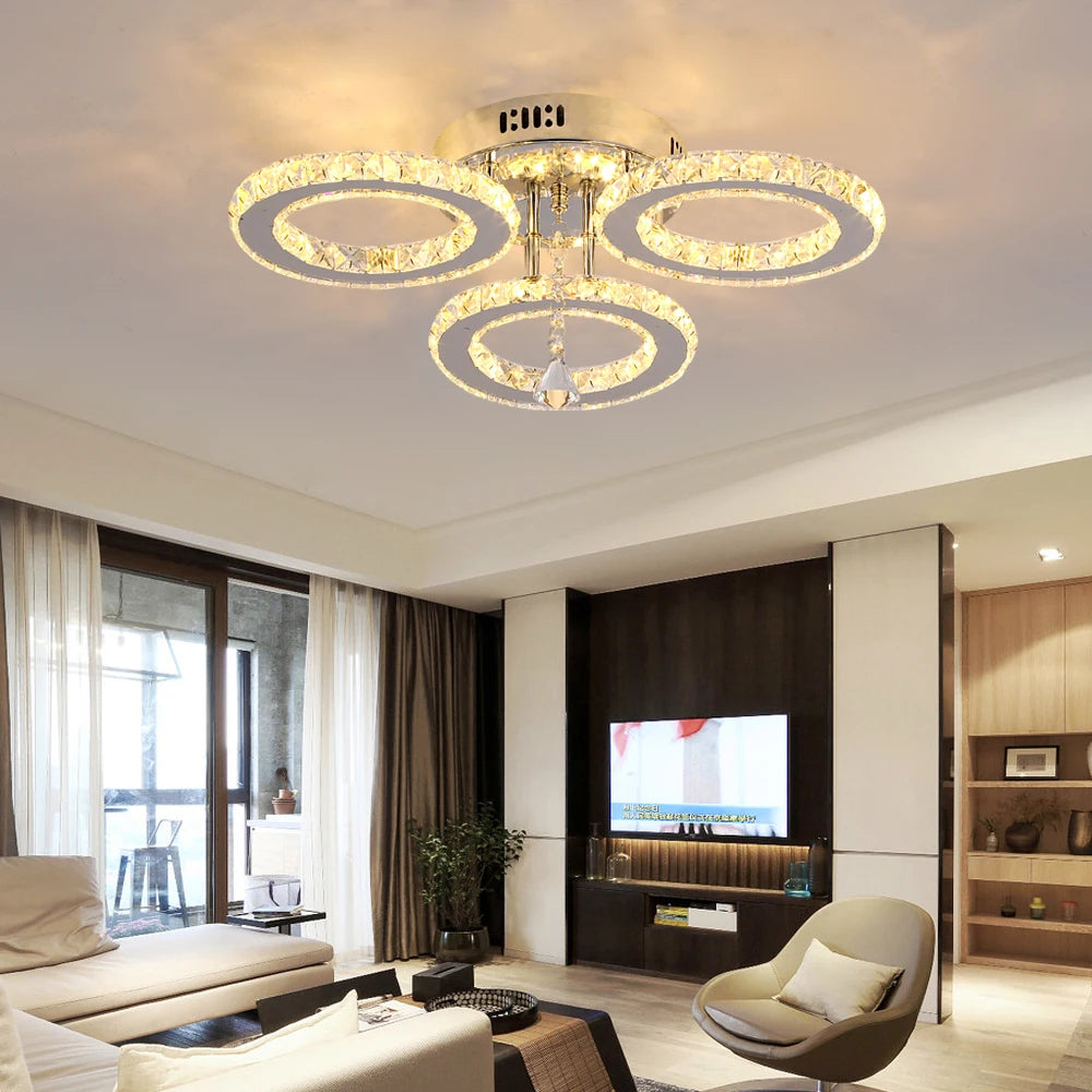 Modern Crystal Chandelier Ceiling Light For Living Room And Kitchen