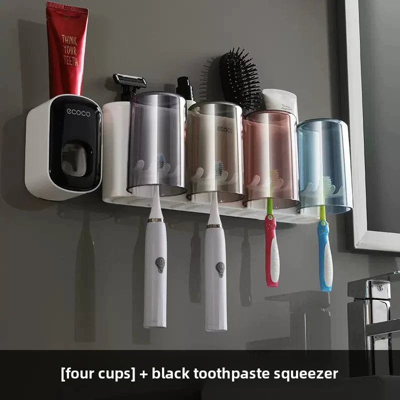 Wall Mounted 2 In 1 Toothbrush Holder And Mouthwash Cup