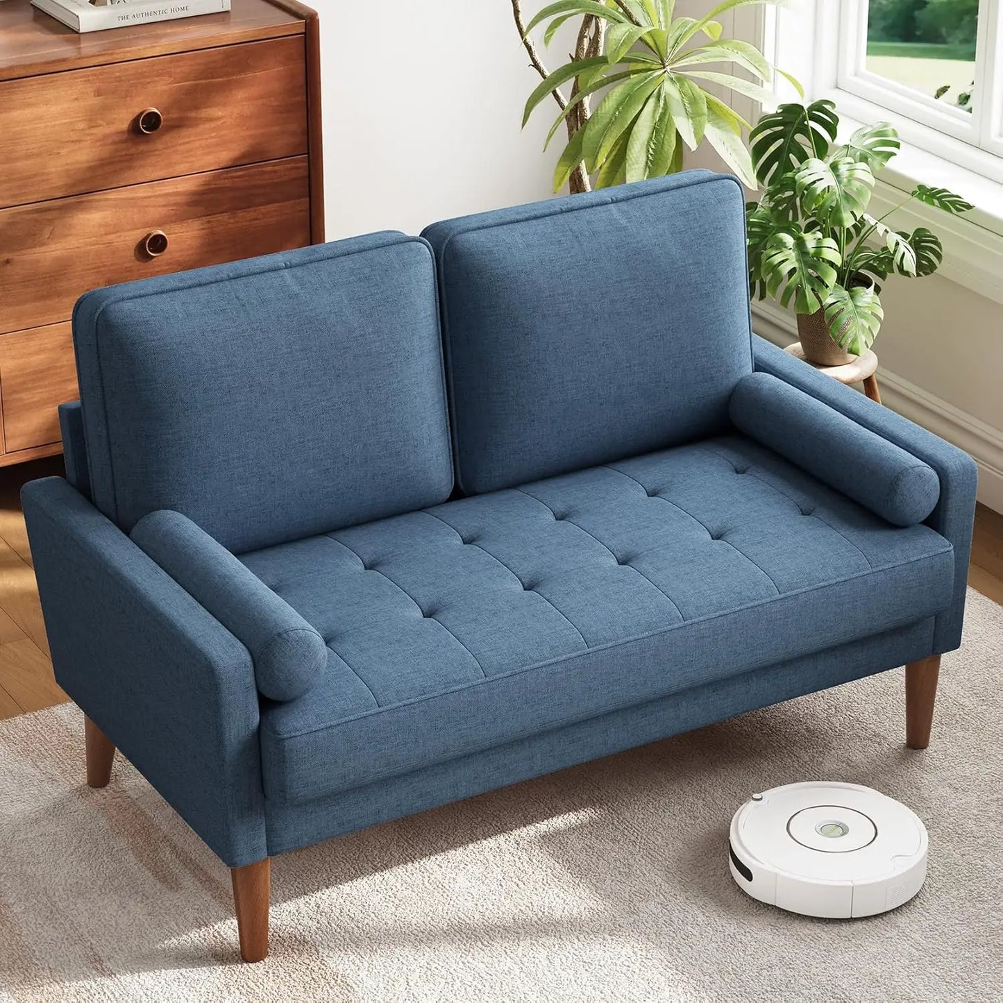 Vesgantti Velvet Loveseat Sofa With Solid Wood Legs Mid-Century Modern