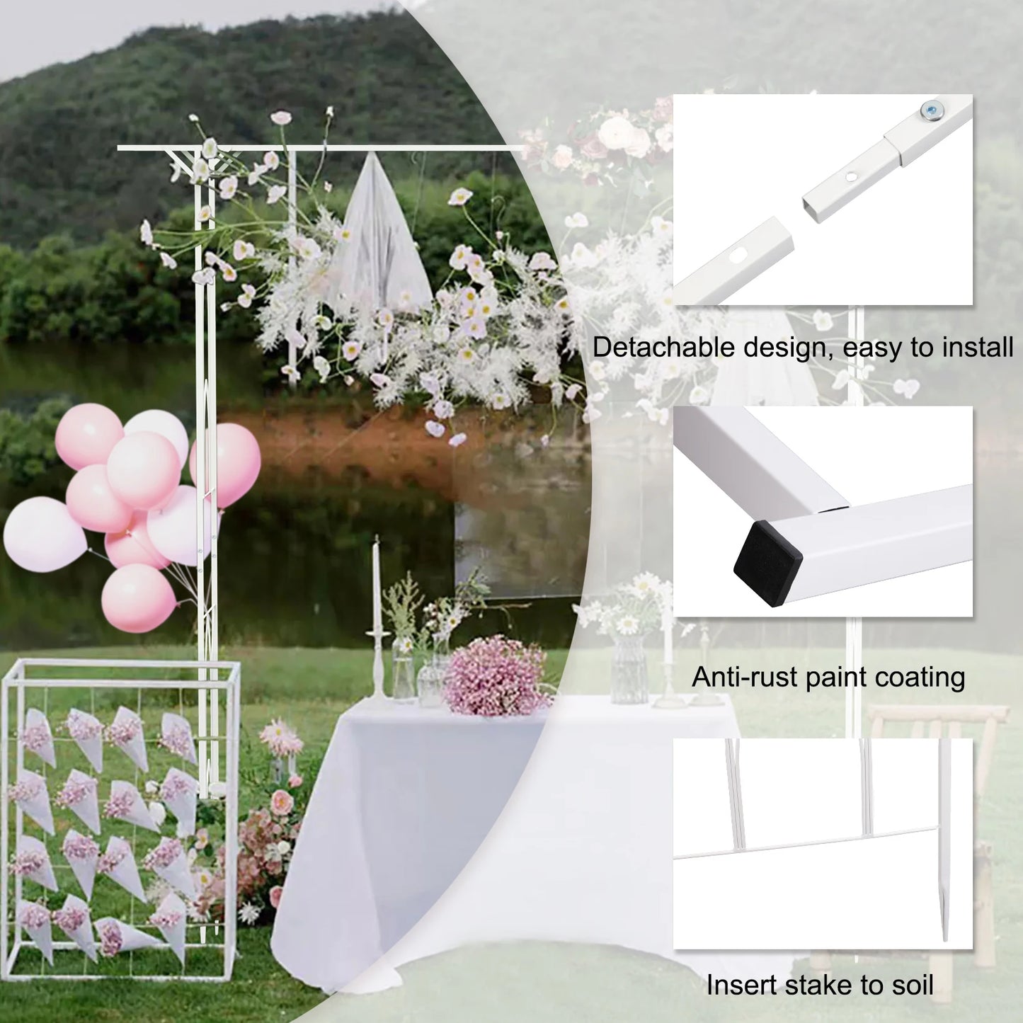 Iron Garden Arch Arbor Outdoor Pergola Trellis Decor
