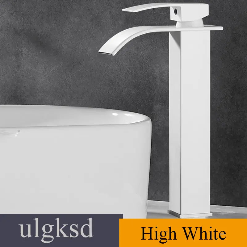 Ulgksd Waterfall Basin Faucet Single Handle Deck Mounted Hot Cold