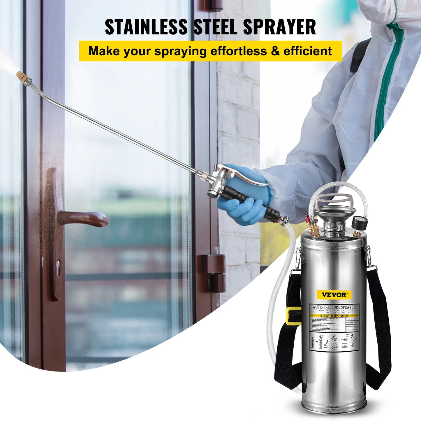SucceBuy Hand Powered Stainless Steel Sprayer For Garden And Home