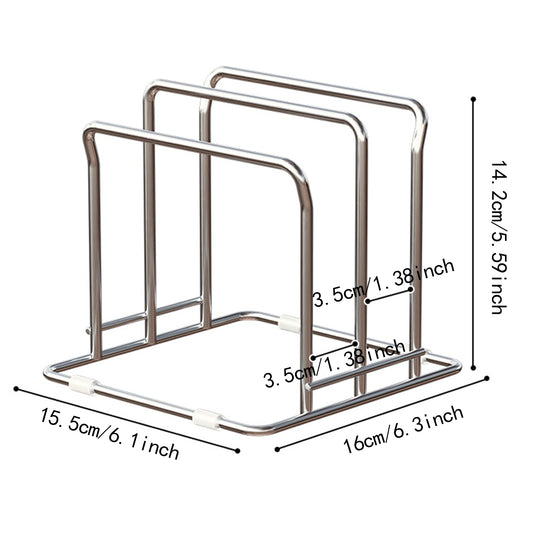 Stainless Steel Pot Lid Storage Rack Multifunction Kitchen Organizer