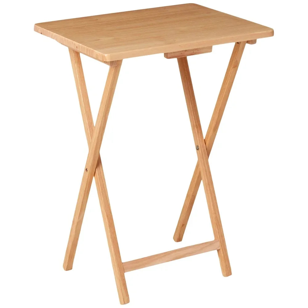 Indoor Folding TV Tray Table Portable Rubberwood No Assembly Required