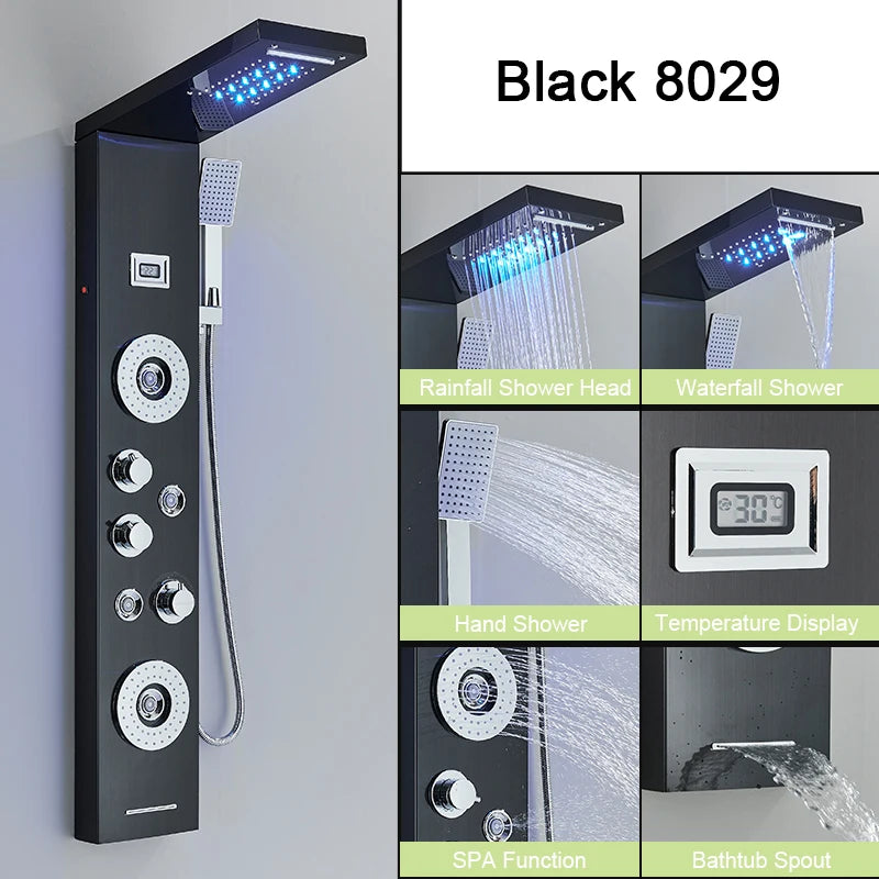 Shinesia Luxury Led Shower Panel Spa Massage Jet System