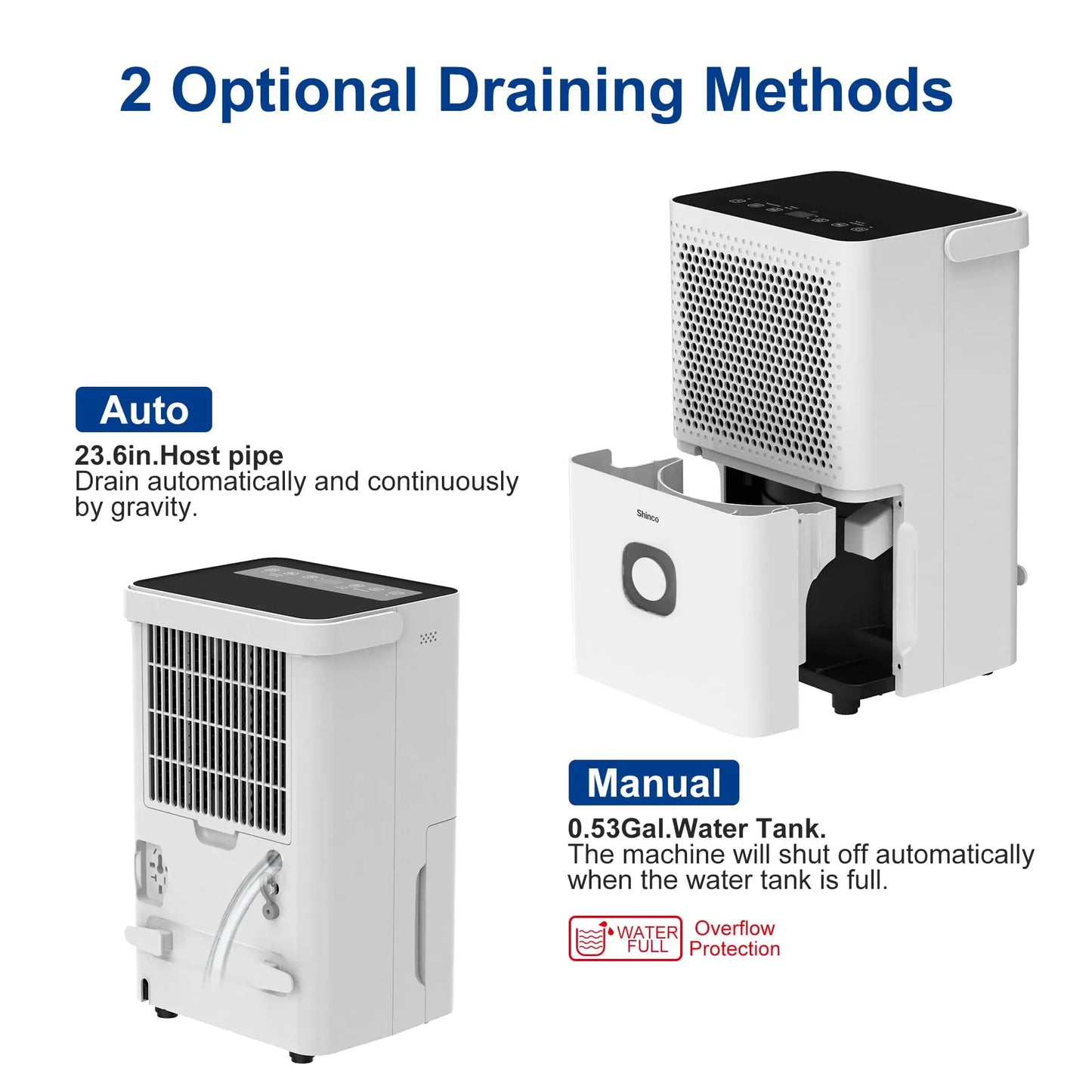 Shinco Dehumidifier for Home and Basement with Drain Hose