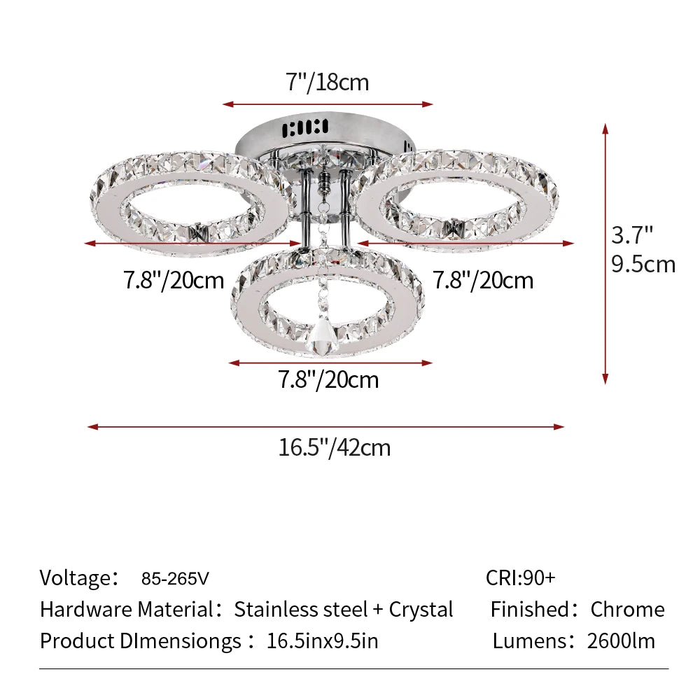 Modern Crystal Chandelier Ceiling Light For Living Room And Kitchen