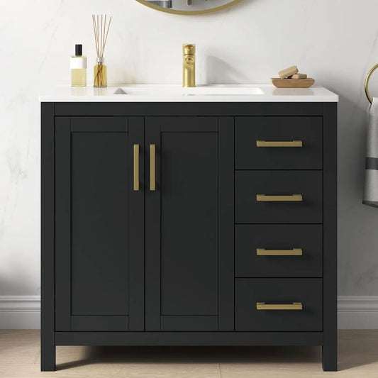 Guangbai Modern Bathroom Vanity With Integrated Top Sink