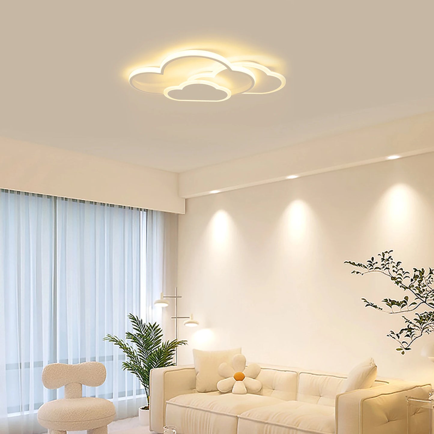 Cloud Shape LED Ceiling Light Fixture With Three Color Lighting