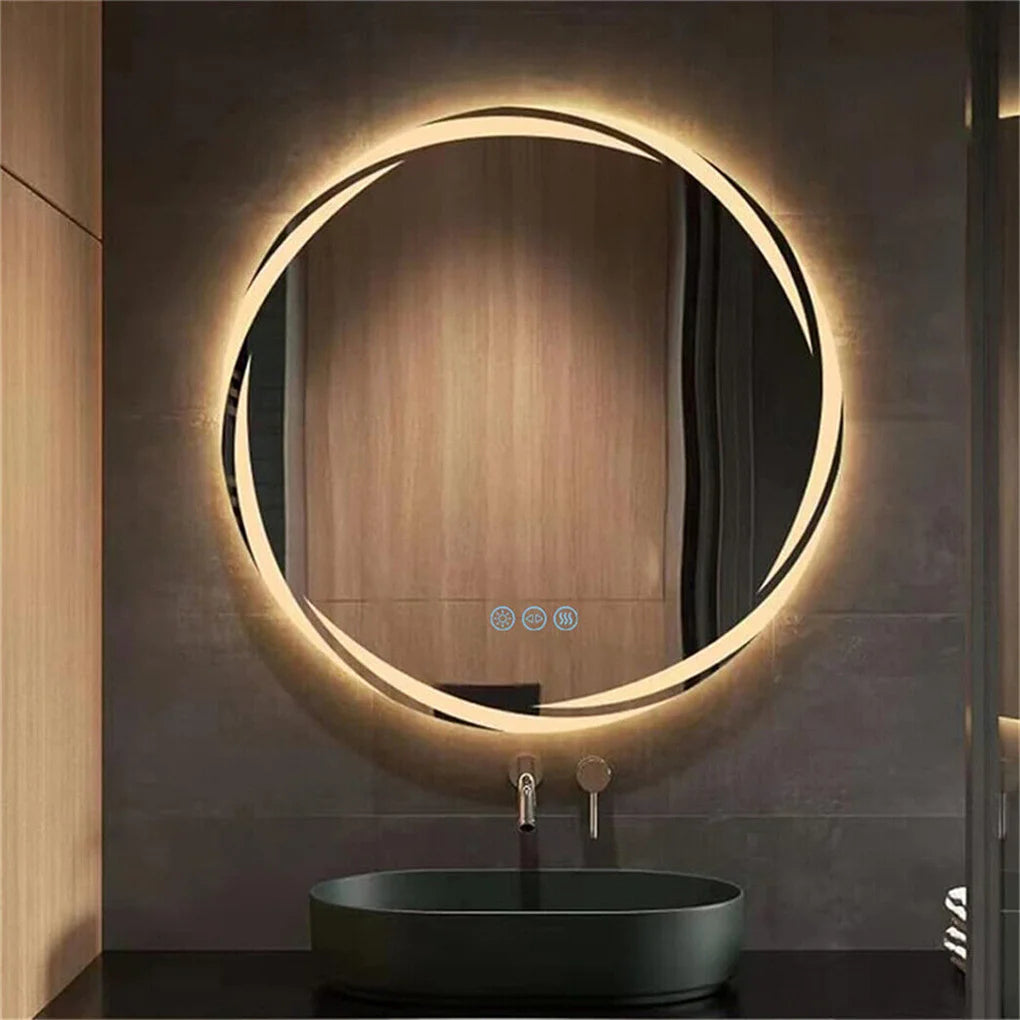 LED Backlit Round Anti-Fog Bathroom Vanity Mirror Shatterproof