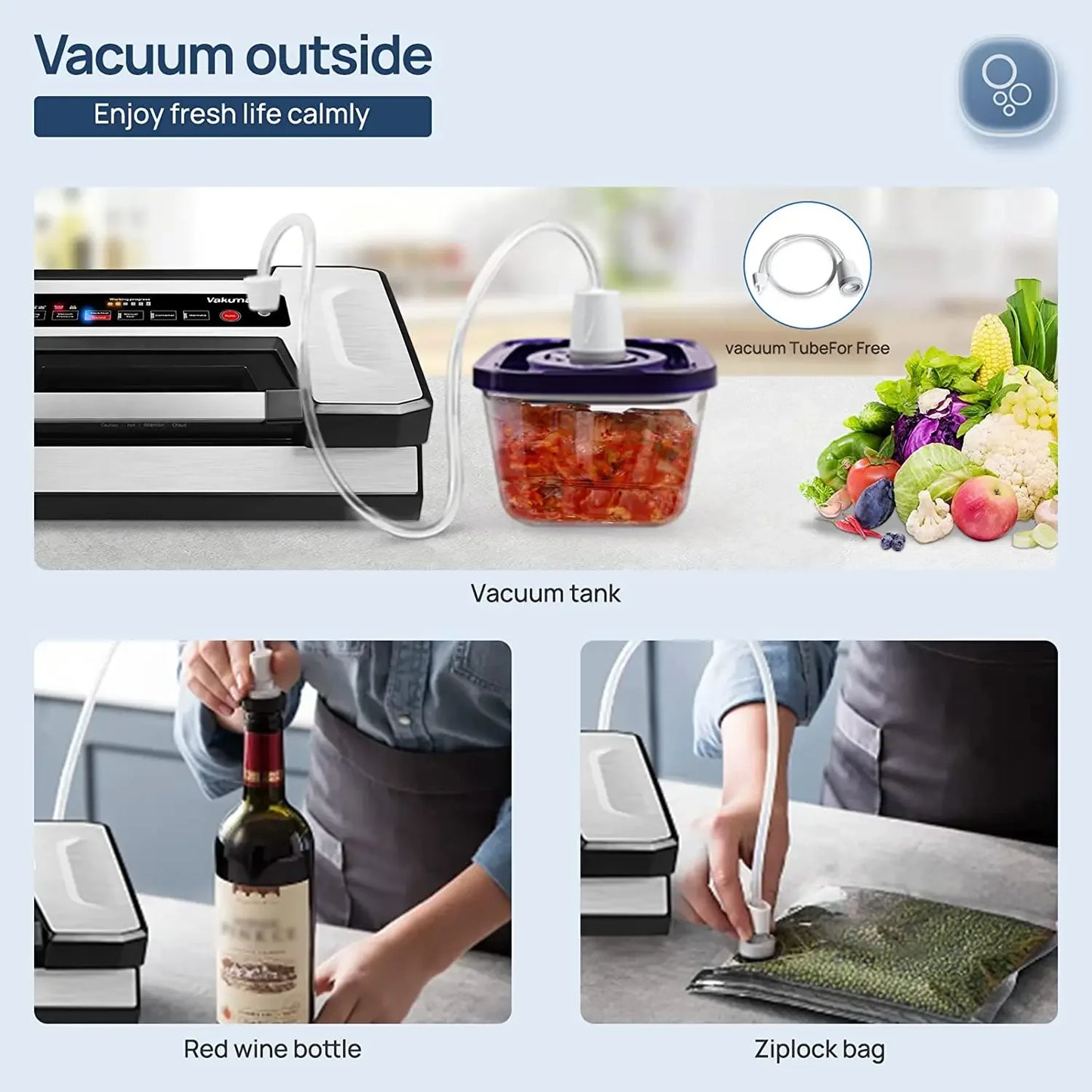 Vakumar VH5186 Automatic Vacuum Sealer Machine With 2 Rolls Bags