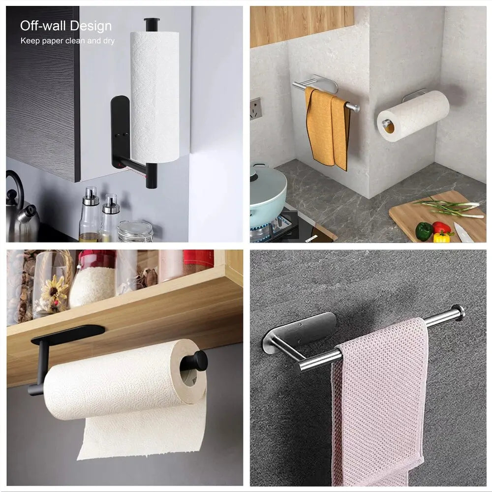 Stainless Steel Adhesive Paper Towel Holder Napkin Rack Bathroom Dispenser