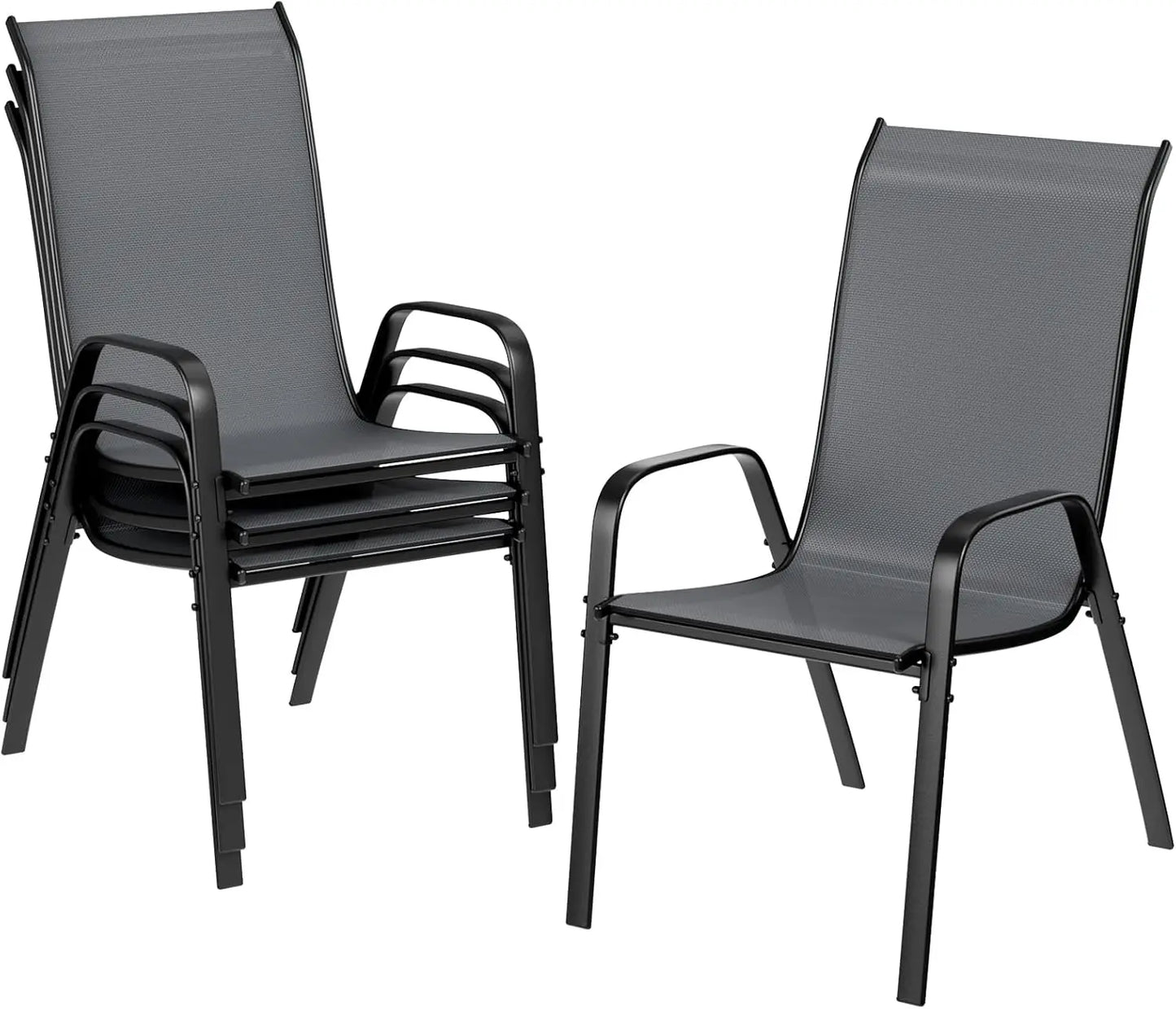 AuAg Outdoor Stackable Chairs Set Of 6 High Back Patio