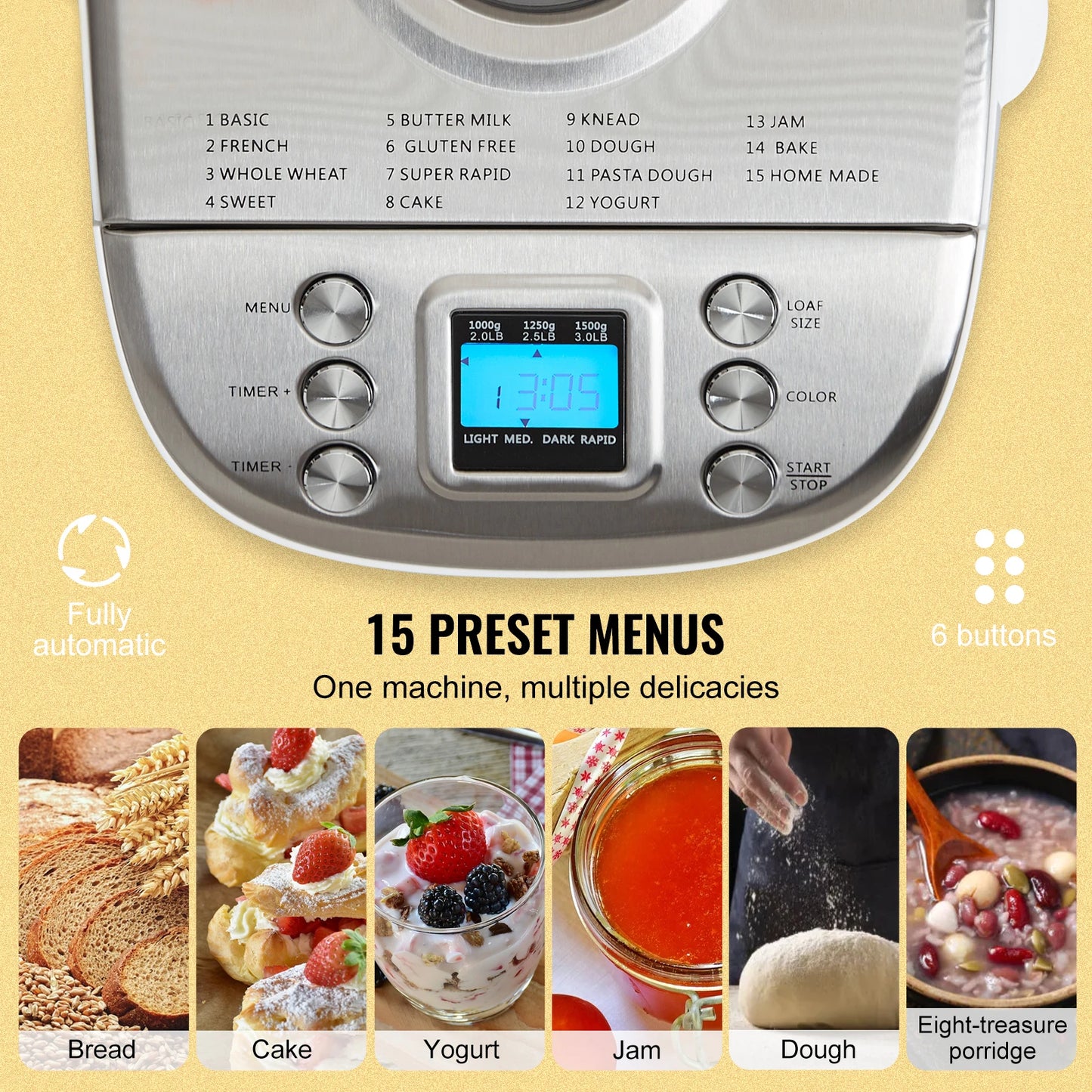 SucceBuy Bread Machine 15 In 1 With Gluten Free Setting