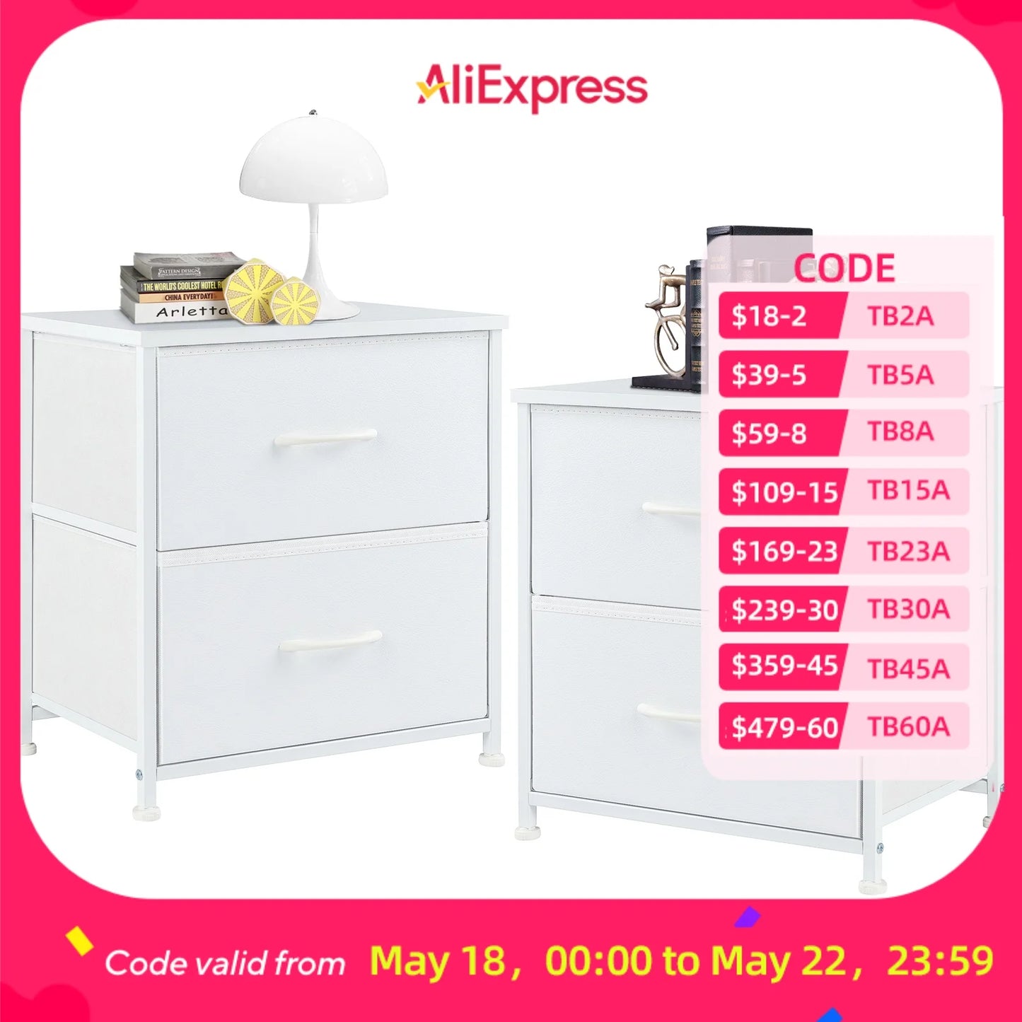 JHK Living Room Cabinet With Fabric Drawers