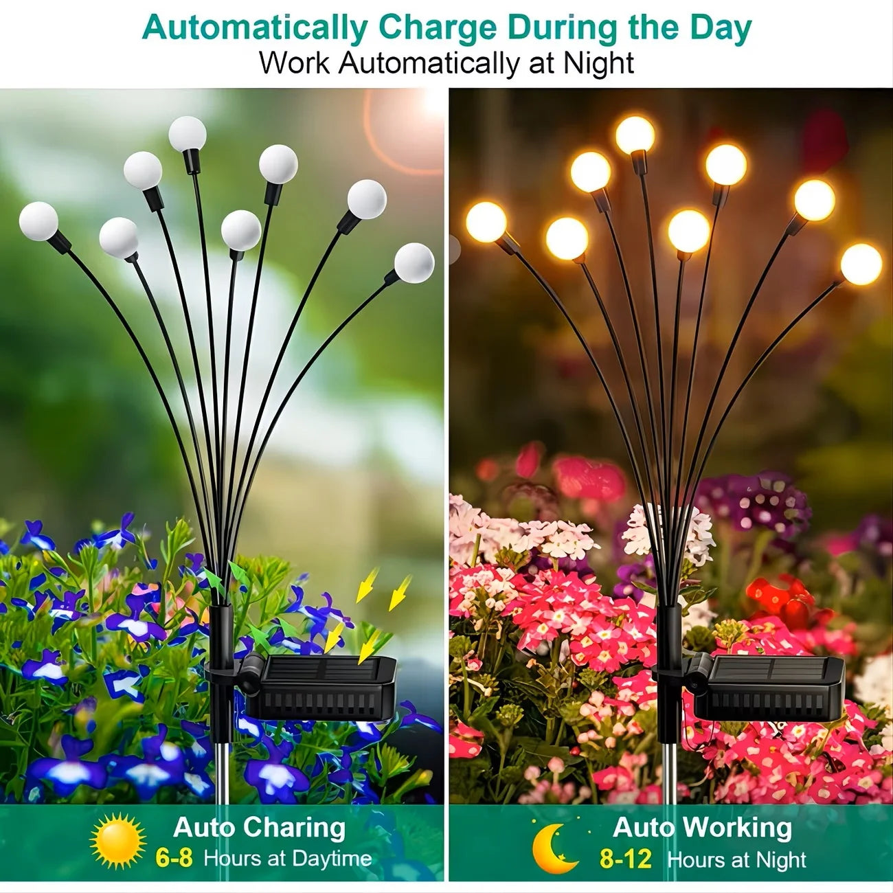 Solar Lights Outdoor 8 Pack Firefly Twinkle Pathway Garden Waterproof